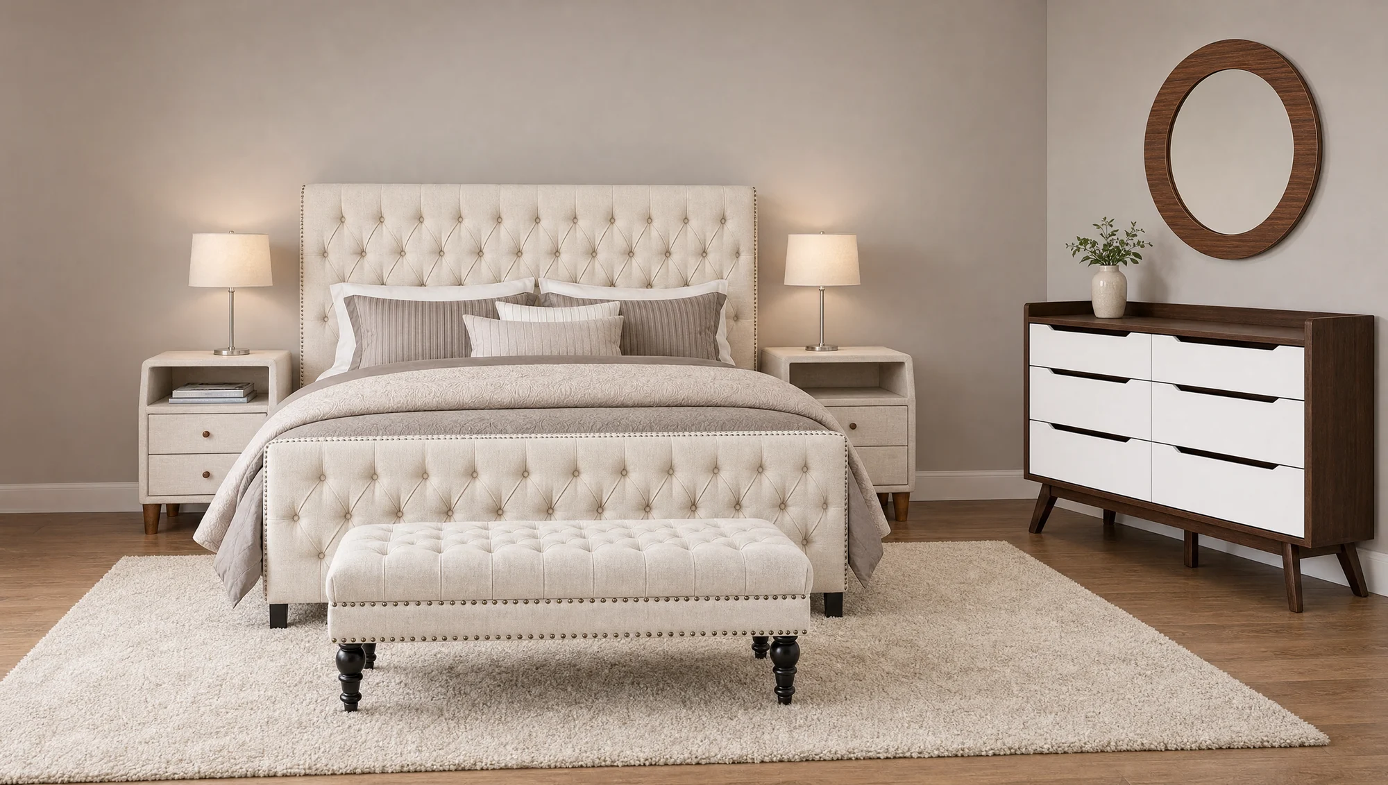 Cream Tufted — Classic Glam