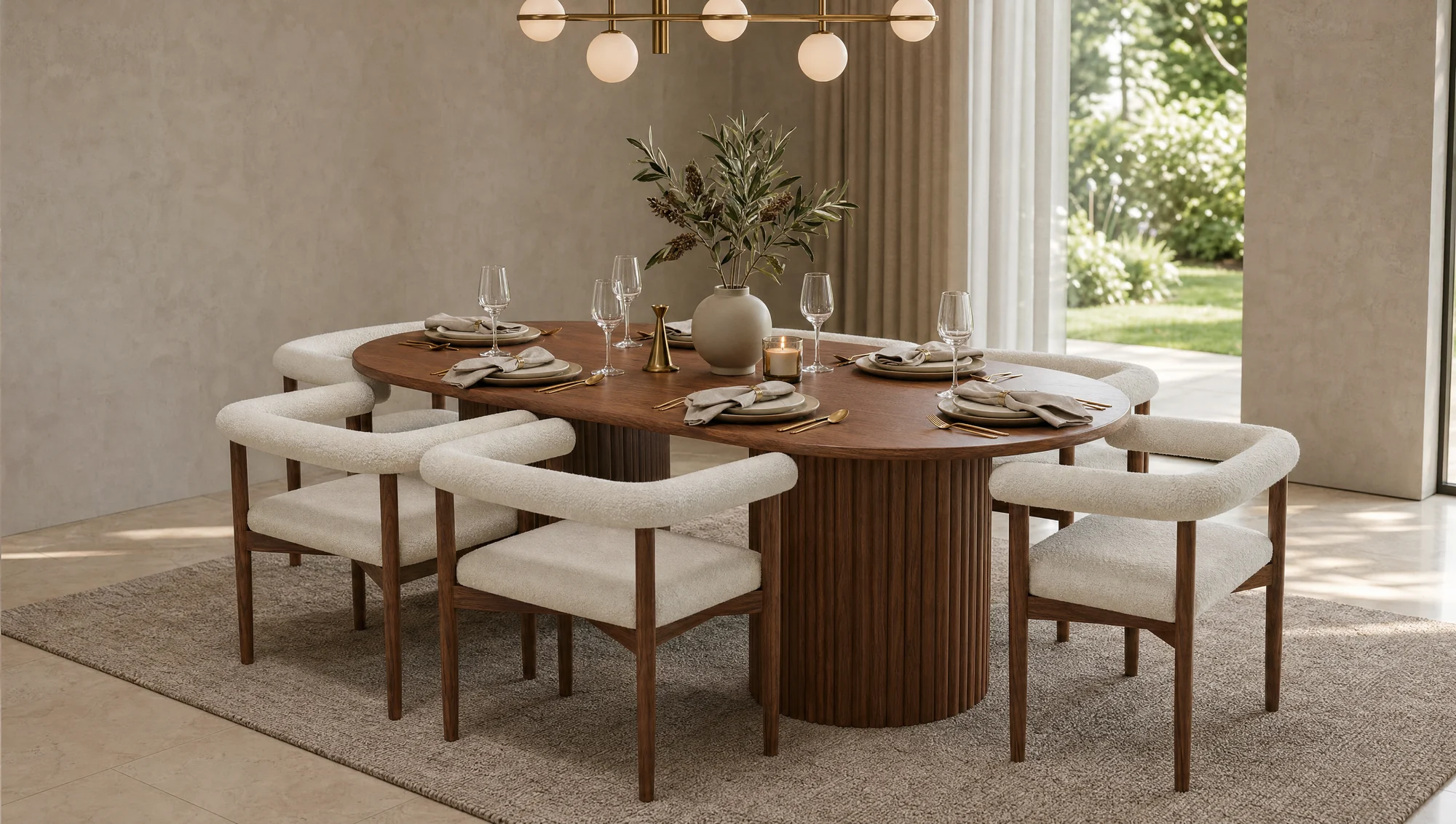 Walnut and Cream — Seats 6