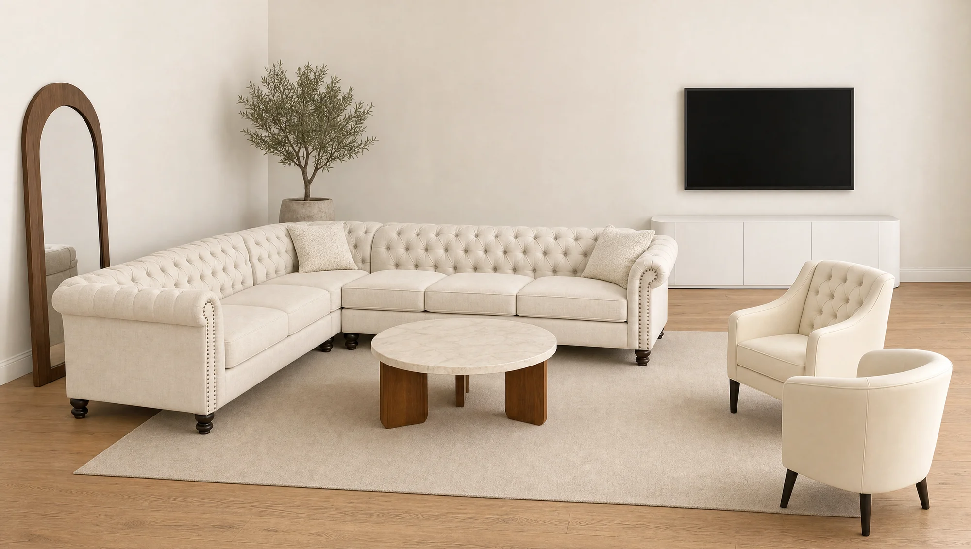 Tufted Chesterfield + Marble